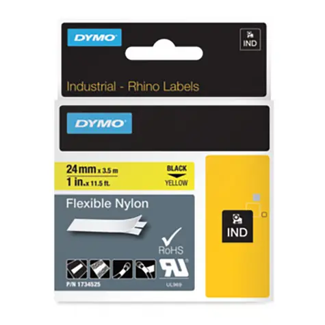Dymo originální páska do tiskárny štítků 24mm x 3.5m (žlutý podklad) / černý tisk / D1 / nylon