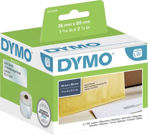 Dymo papírové štítky 89mm x 36mm (transparentní) 1x260 ks / velké
