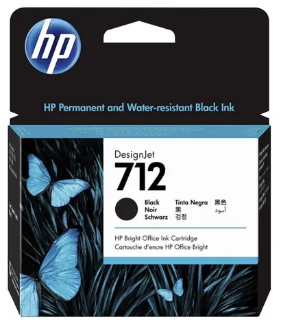 HP originální inkoustová náplň 712 černá / HP DesignJet T250 & T630 & T650 & DesignJet Studio / 38 ml