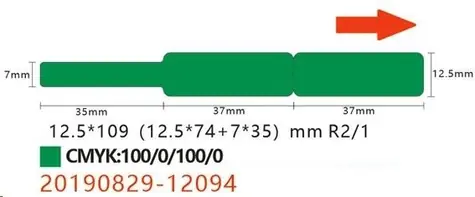 Niimbot štítky na kabely 12.5 x 74+35 pro D11 a D110 zelená / 65ks 
