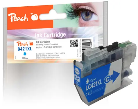 Peach LC-421XLC alternativní cartridge modrá / pro Brother DCPJ 1050 DW & DCPJ 1140 DW / 500 stran