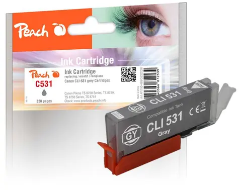 Peach C530/531 alternativní inkoustová kazeta šedá / pro Pixma TS 8700 & Pixma TS 8750