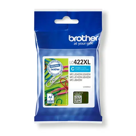 Brother LC422XLC originální cartridge modrá / pro Brother MFCJ 5340 DW & MFCJ 5345 DW & MFCJ 5740 D / 1.800 stran