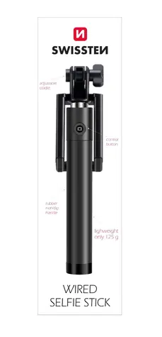 SWISSTEN WIRED Selfie Stick černá 