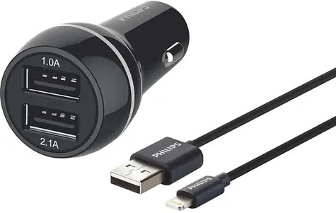 Philips CL Car Charger 2x USB černá / 3.1A / Lightning / MFI certifikace
