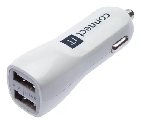 CONNECT IT PREMIUM nabíječka do auta 2xUSB 3.1A+1A bílá