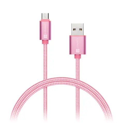 CONNECT IT Wirez Premium Metallic micro USB - USB růžovo-zlatá / 1m