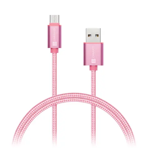 CONNECT IT Wirez Premium Metallic USB C - USB růžovo-zlatá / 1 m