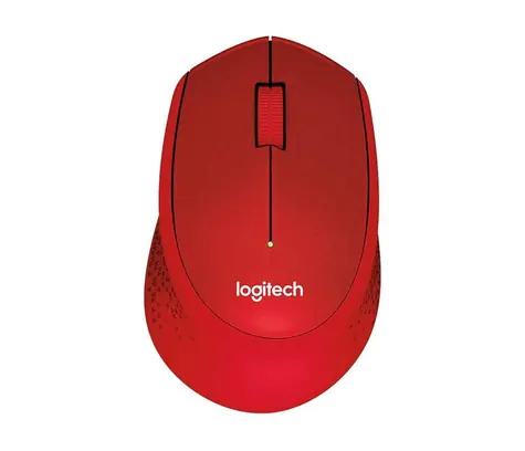 Logitech Wireless Mouse M330 Silent Plus červená / bezdrátová optická myš / 3 tlačítka / 1000dpi