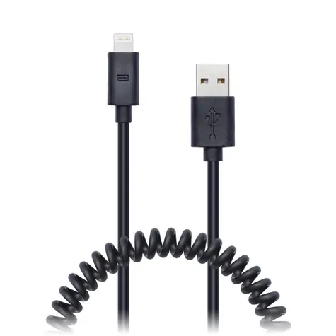 CONNECT IT Wirez Apple Lightning - USB spirálový flexibilní kabel 1.2 m černá