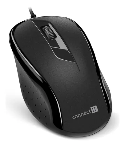 CONNECT IT CMO-1200 černá / Optická myš / 1000DPI / 3 tlačítka / USB / 1.8m