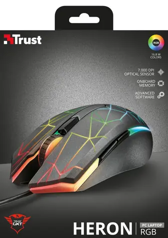Trust GXT 170 HERON / Herní myš / Optická / Drátová / USB / RGB / 7 000dpi / 6 tlačítek