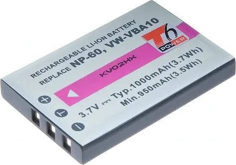 T6 Power Baterie NP-60 / KLIC-5000 / NP-30 / LI-20B / 1000mAh / černá
