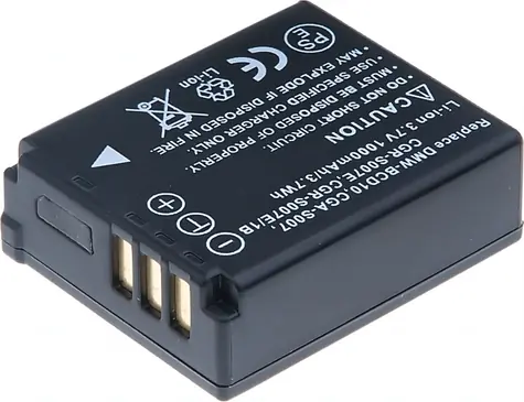 T6 Power Baterie Panasonic DMW-BCD10 / CGA-S007 / CGR-S007E / CGR-S007E/1B / 1000mAh / černá