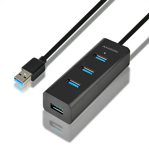 AXAGON HUE-S2BL, 4x USB 5Gbps CHARGING hub, micro USB napájecí konektor, kabel USB-A 120cm