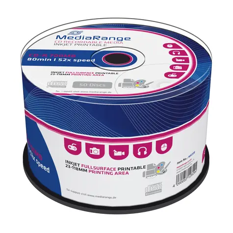 MediaRange CD-R 700MB 52x spindl 50ks / Inkjet Printable