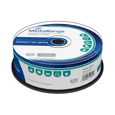 MediaRange DVD+R 8.5GB 8x Dual Layer spindl 25ks 