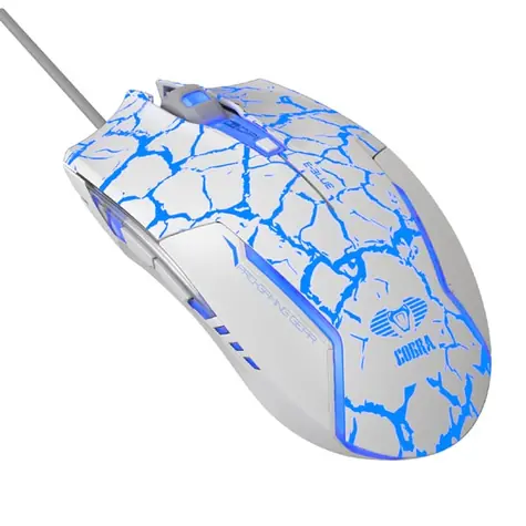 E-BLUE Cobra bílá / Herní optická myš / 2500DPI / 6 tlačítek / 1 kolečko / drátová (USB) 