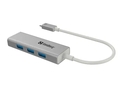 Sandberg USB-C HUB / 3x USB 3.0 / stříbrný