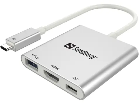 Sandberg Mini USB-C HUB / HDMI+USB / stříbrný