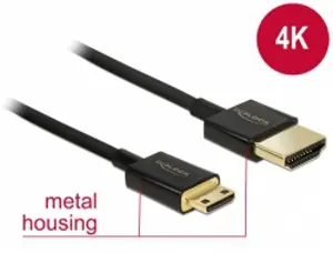 Delock Kabel High Speed HDMI s Ethernetem - HDMI-A samec > HDMI Mini-C samec 3D 4K 2 m