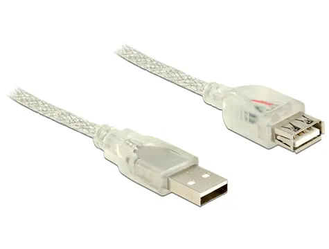 Delock prodlužovací kabel USB 2.0 Typ-A samec > USB 2.0 Typ-A samice / 0.5 m / transparentní