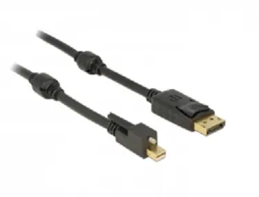 Delock adaptér mini Displayport 1.2 samec se šroubky > Displayport samec 4K / 2m / černá