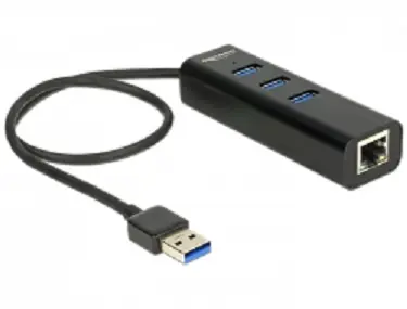 Delock HUB USB 3.0  / 3 portový / + 1 port Gigabit LAN 10, 100, 1000 Mbs