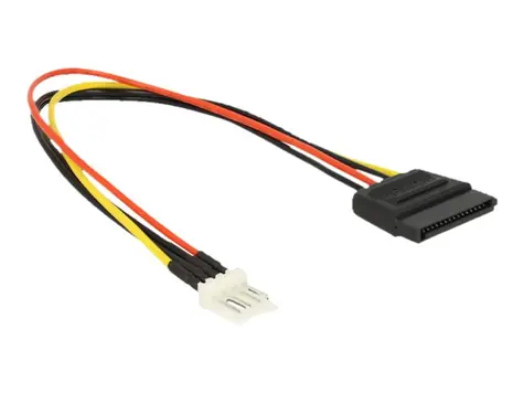 DeLock napájecí kabel SATA 15 pin samec > 4 pin floppy samec / 24 cm