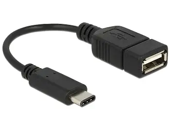 DeLock adaptér kabel USB Typ-C 2.0 samec > USB 2.0 typ A samice / 15 cm / černý