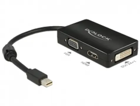Delock Adaptér mini Displayport 1.1 samec > VGA / HDMI / DVI samice pasivní / černý