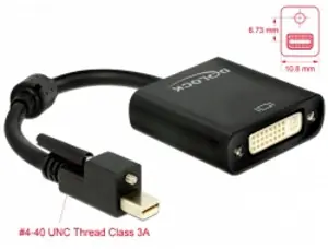 Delock Adaptér mini Displayport 1.2 samec se šroubky > DVI samice 4K aktivní / černý