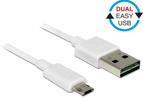 Delock kabel EASY-USB 2.0 Type-A samec > EASY-USB 2.0 Type Micro-B samec / 1 m / bílý