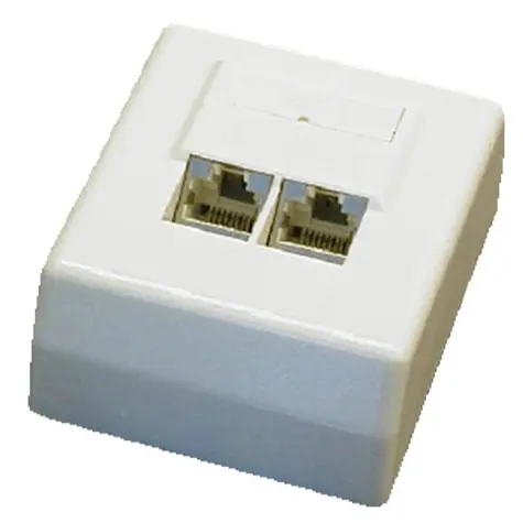 DATACOM STP dvojzásuvka (nad omítku) / CAT5E / 45 stupňů
