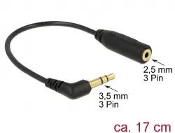 Delock Audio kabel Stereo jack 3.5 mm 3 pin samec > Stereo jack 2.5 mm 3 pin samice pravoúhlá