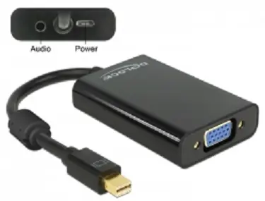 Delock adaptér mini Displayport 1.1 samec  - VGA samice + Audio + Power / černý