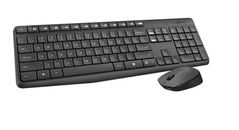 Logitech Wireless Desktop MK235 / Klávesnice / Myš / USB / Černá / US