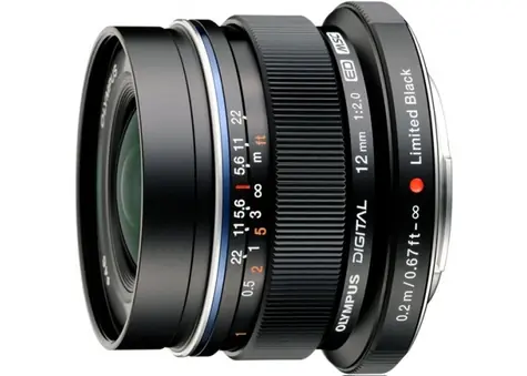 Olympus M. ZUIKO PREMIUM EW-M1220 černá / 12mm / 1:2.0 (ekv. 24mm) pevný širokoúhlý objektiv / celokovový 