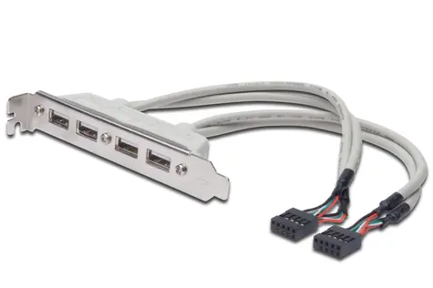 DIGITUS záslepka slotu s 4 USB porty / kabel 2x 10 Pin / 0.25m