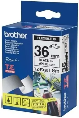 Brother - TZ-FX261, bílá / černá, 36 mm,  s flexibilní páskou