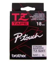 Brother - TZ-S241, bílá / černá (18mm, extr.adhezivní)