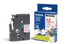 Brother - TZ-232, bílá / červená - 1 ks (12mm, laminovaná)