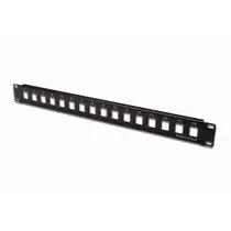 DIGITUS Blank Patch Panel, 16 port, nestíněný, 1U, černý