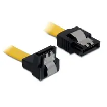 Kabel SATA III 70 cm, přímý/dolů, žlutý, kovová západka