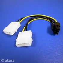 AKASA kabel redukce napájení 2x4pin Molex na 1xPCIexpress