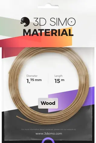 3DSimo Filament WOOD - hnědá 15m