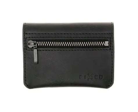 FIXED Tripple Wallet AirTag Kožená peněženka z pravé hovězí kůže černá