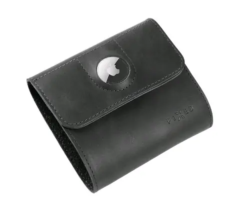 FIXED Kožená peněženka Classic Wallet for AirTag z pravé hovězí kůže černá