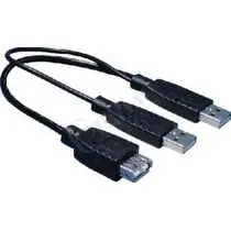 PremiumCord USB 2.0 napájecí Y kabel A/M -- A/M + A/F 0.5m + 0.4m