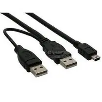 PremiumCord USB 2.0 napájecí Y kabel A/M -- A/M + A/M mini 0.5m + 0.4m